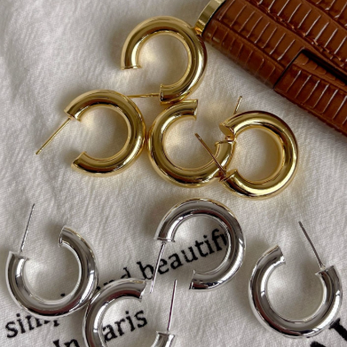 C-Shaped Vintage Stud Earrings-Earrings-Krush Kandy, Women's Online Fashion Boutique Located in Phoenix, Arizona (Scottsdale Area)