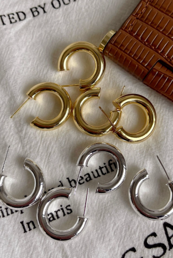 C-Shaped Vintage Stud Earrings-Earrings-Krush Kandy, Women's Online Fashion Boutique Located in Phoenix, Arizona (Scottsdale Area)