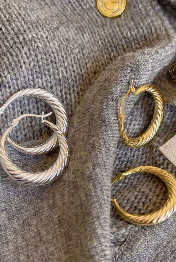 Vintage Corrugated Hoop Earrings-Earrings-Krush Kandy, Women's Online Fashion Boutique Located in Phoenix, Arizona (Scottsdale Area)