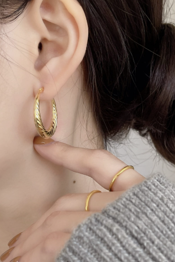 Vintage Corrugated Hoop Earrings-Earrings-Krush Kandy, Women's Online Fashion Boutique Located in Phoenix, Arizona (Scottsdale Area)