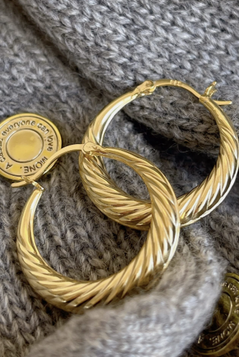 Vintage Corrugated Hoop Earrings-Earrings-Krush Kandy, Women's Online Fashion Boutique Located in Phoenix, Arizona (Scottsdale Area)