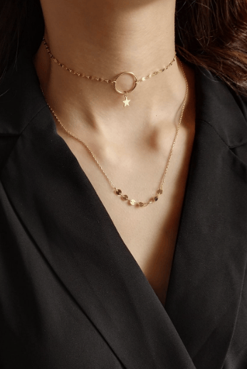 Stars Round Choker Necklace-Necklaces-Krush Kandy, Women's Online Fashion Boutique Located in Phoenix, Arizona (Scottsdale Area)