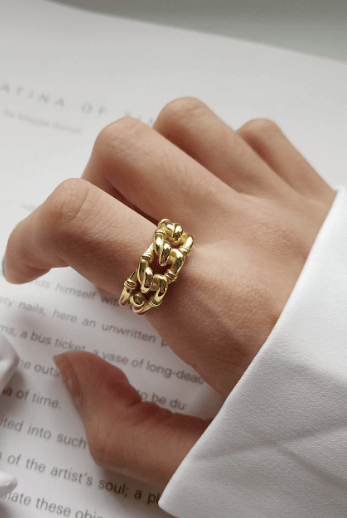 Golden Industrial Wind Ring-Rings-Krush Kandy, Women's Online Fashion Boutique Located in Phoenix, Arizona (Scottsdale Area)
