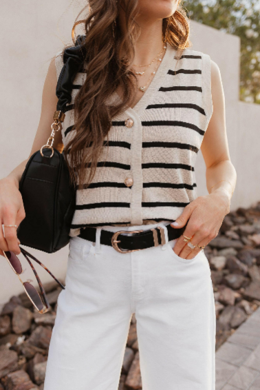 Striped V-Neck Knit Vest-Krush Kandy, Women's Online Fashion Boutique Located in Phoenix, Arizona (Scottsdale Area)