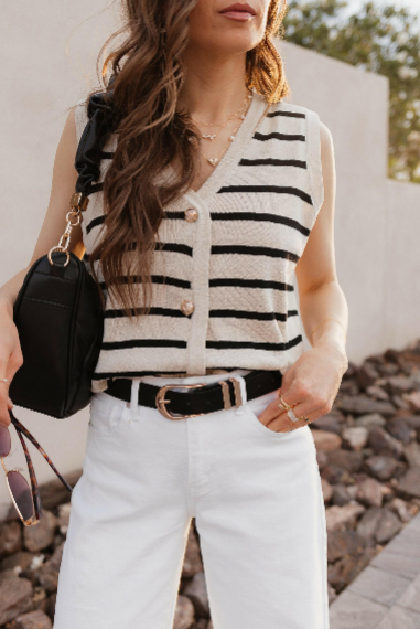 Striped V-Neck Knit Vest-Krush Kandy, Women's Online Fashion Boutique Located in Phoenix, Arizona (Scottsdale Area)