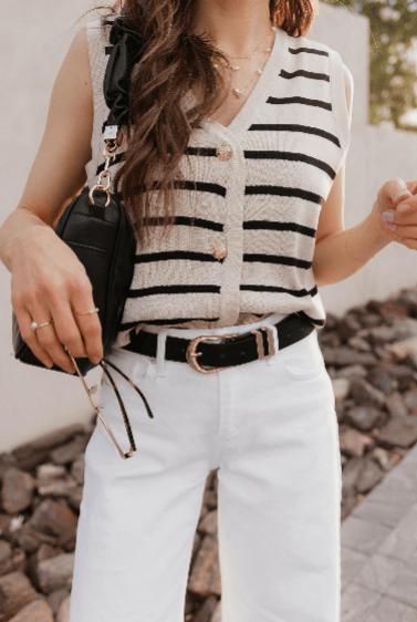 Striped V-Neck Knit Vest-Krush Kandy, Women's Online Fashion Boutique Located in Phoenix, Arizona (Scottsdale Area)