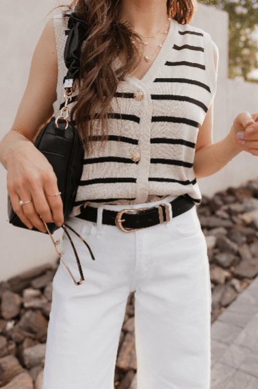 Striped V-Neck Knit Vest-Krush Kandy, Women's Online Fashion Boutique Located in Phoenix, Arizona (Scottsdale Area)