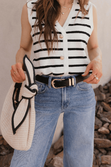 Striped V-Neck Knit Vest-Krush Kandy, Women's Online Fashion Boutique Located in Phoenix, Arizona (Scottsdale Area)