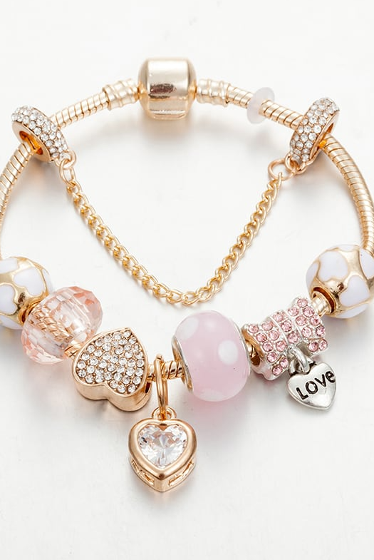 Crystal Stone Heart Lux Charm Bracelet-Jewelry-Krush Kandy, Women's Online Fashion Boutique Located in Phoenix, Arizona (Scottsdale Area)