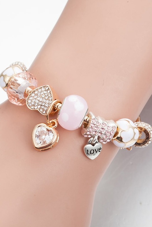 Crystal Stone Heart Lux Charm Bracelet-Jewelry-Krush Kandy, Women's Online Fashion Boutique Located in Phoenix, Arizona (Scottsdale Area)