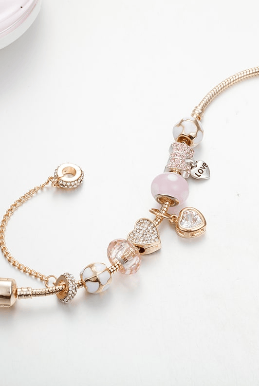 Crystal Stone Heart Lux Charm Bracelet-Jewelry-Krush Kandy, Women's Online Fashion Boutique Located in Phoenix, Arizona (Scottsdale Area)
