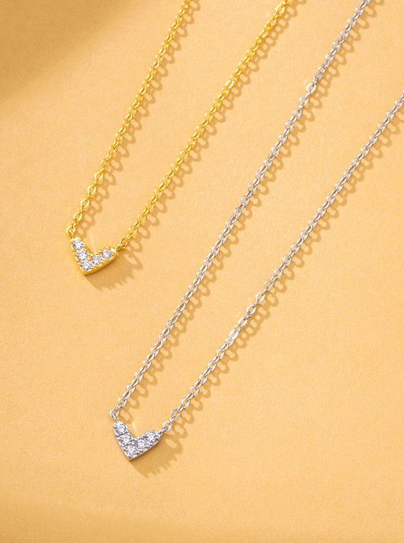 Sterling Silver Cubic Zirconia Heart Minimalist Necklace-Jewelry-Krush Kandy, Women's Online Fashion Boutique Located in Phoenix, Arizona (Scottsdale Area)