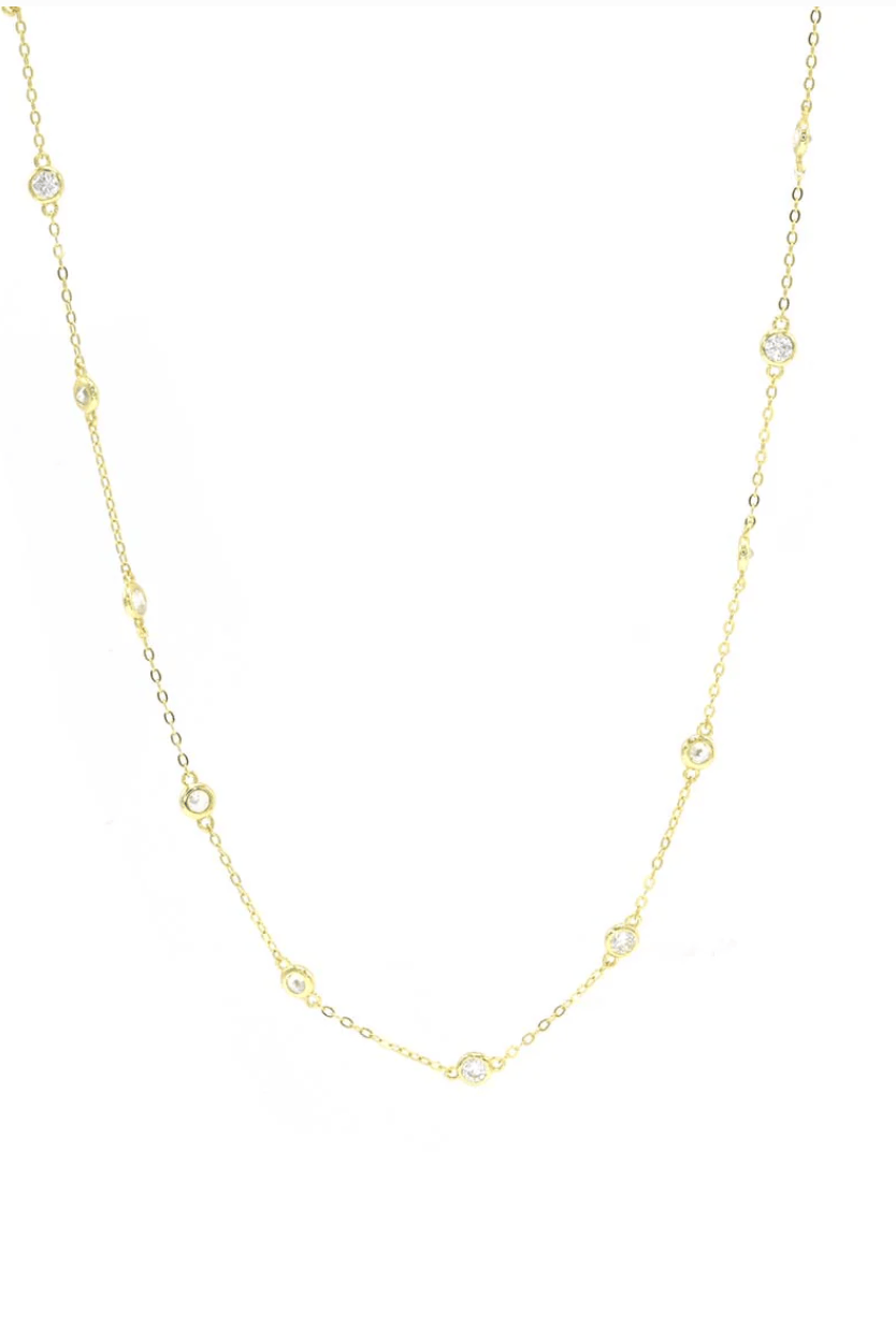 Circle CZ Chain Dainty Necklace Sterling Silver-Necklaces-Krush Kandy, Women's Online Fashion Boutique Located in Phoenix, Arizona (Scottsdale Area)