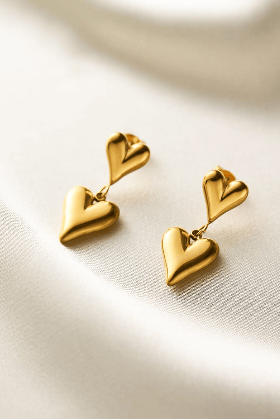Titanium Steel Minimalist Heart Earring and Necklace Set-Jewelry-Krush Kandy, Women's Online Fashion Boutique Located in Phoenix, Arizona (Scottsdale Area)