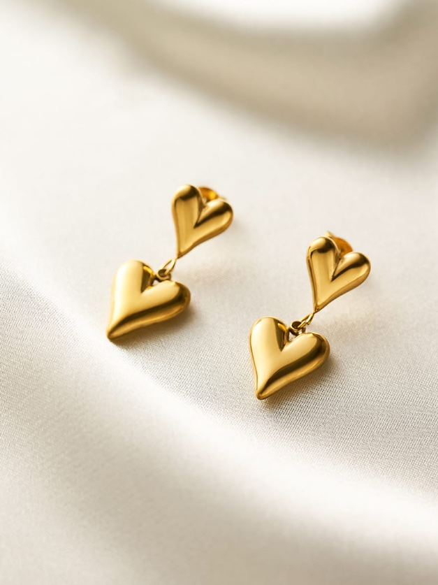 Titanium Steel Minimalist Heart Earring and Necklace Set-Jewelry-Krush Kandy, Women's Online Fashion Boutique Located in Phoenix, Arizona (Scottsdale Area)