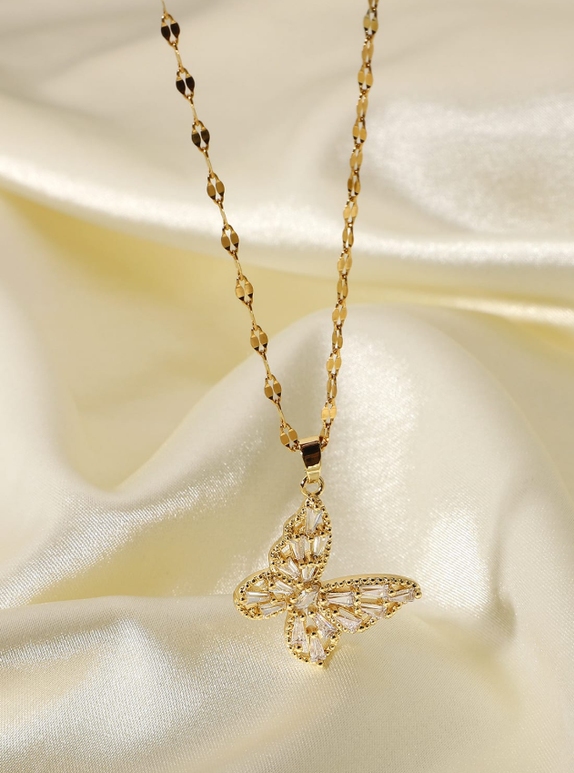 Stainless Steel Cubic Zirconia Butterfly Dainty Necklace-Jewelry-Krush Kandy, Women's Online Fashion Boutique Located in Phoenix, Arizona (Scottsdale Area)