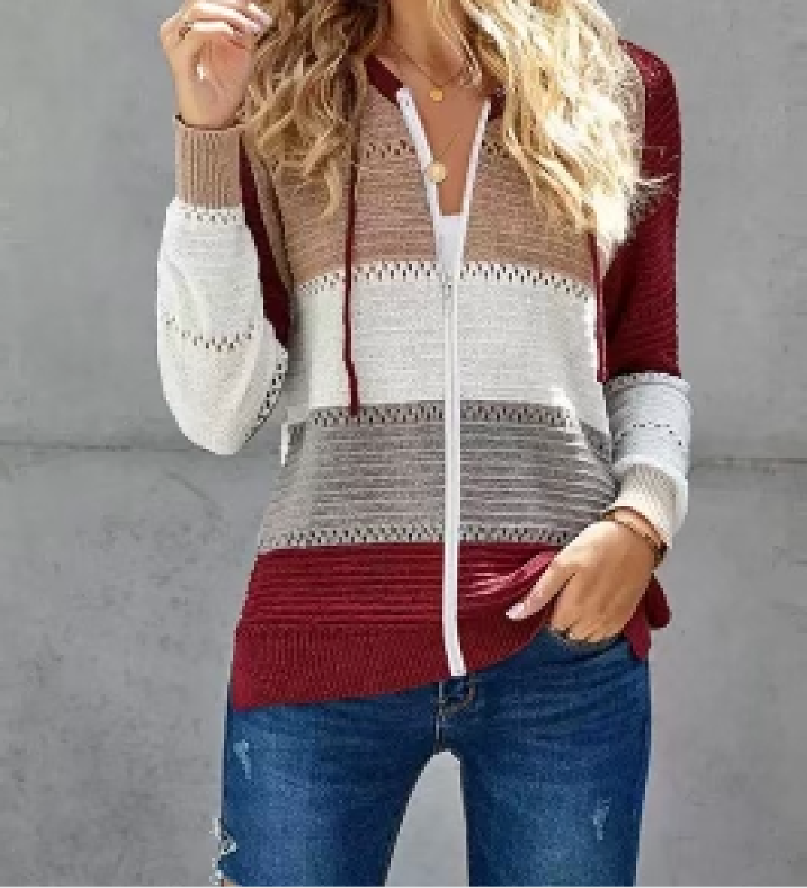 Chic Dreams Stripe Colorblock Zip-Up Hoodie-Jacket-Krush Kandy, Women's Online Fashion Boutique Located in Phoenix, Arizona (Scottsdale Area)