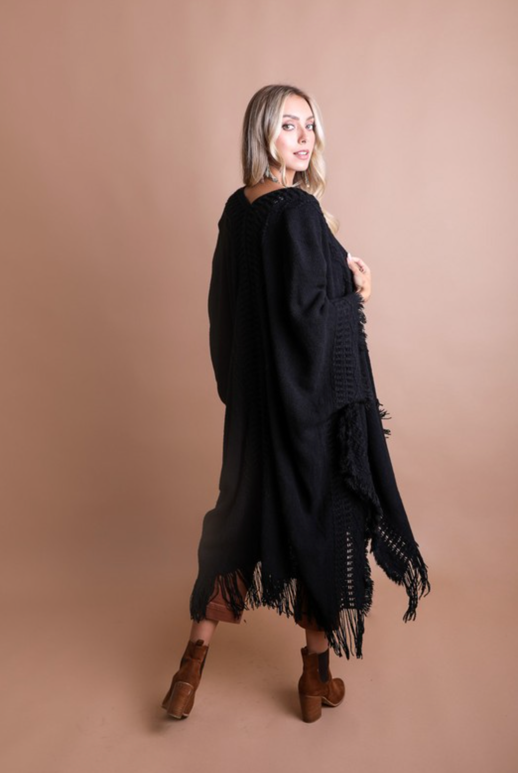 Open Bohemian Ruana Cardigan-Cardigans-Krush Kandy, Women's Online Fashion Boutique Located in Phoenix, Arizona (Scottsdale Area)