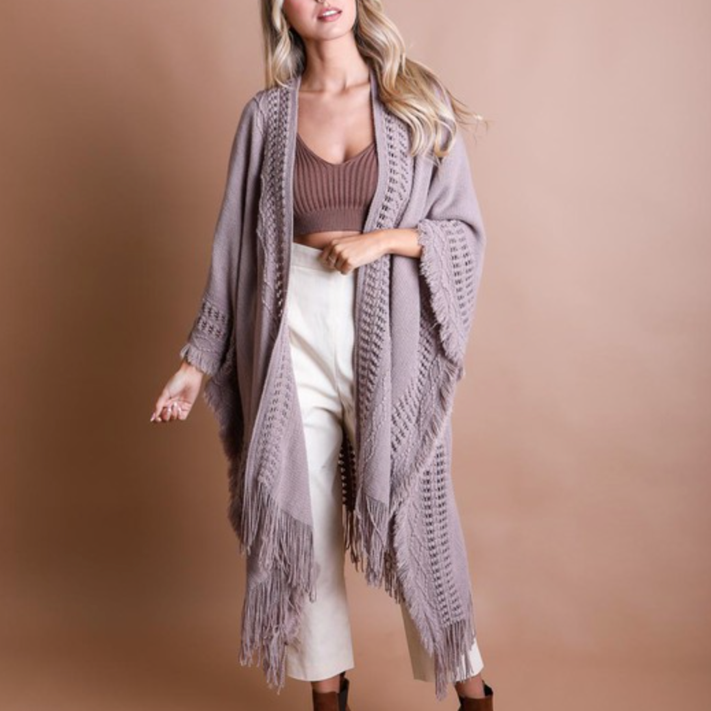 Open Bohemian Ruana Cardigan-Cardigans-Krush Kandy, Women's Online Fashion Boutique Located in Phoenix, Arizona (Scottsdale Area)