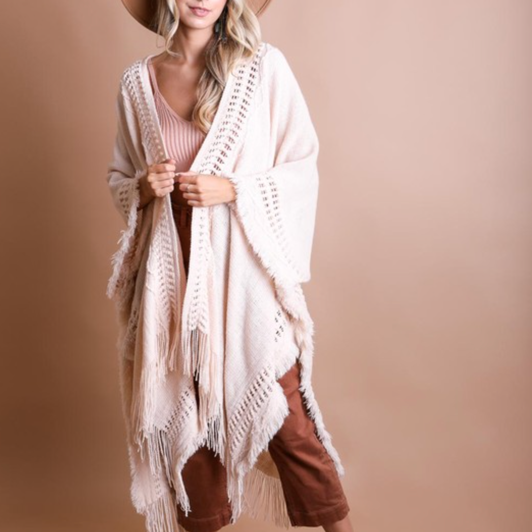 Open Bohemian Ruana Cardigan-Cardigans-Krush Kandy, Women's Online Fashion Boutique Located in Phoenix, Arizona (Scottsdale Area)
