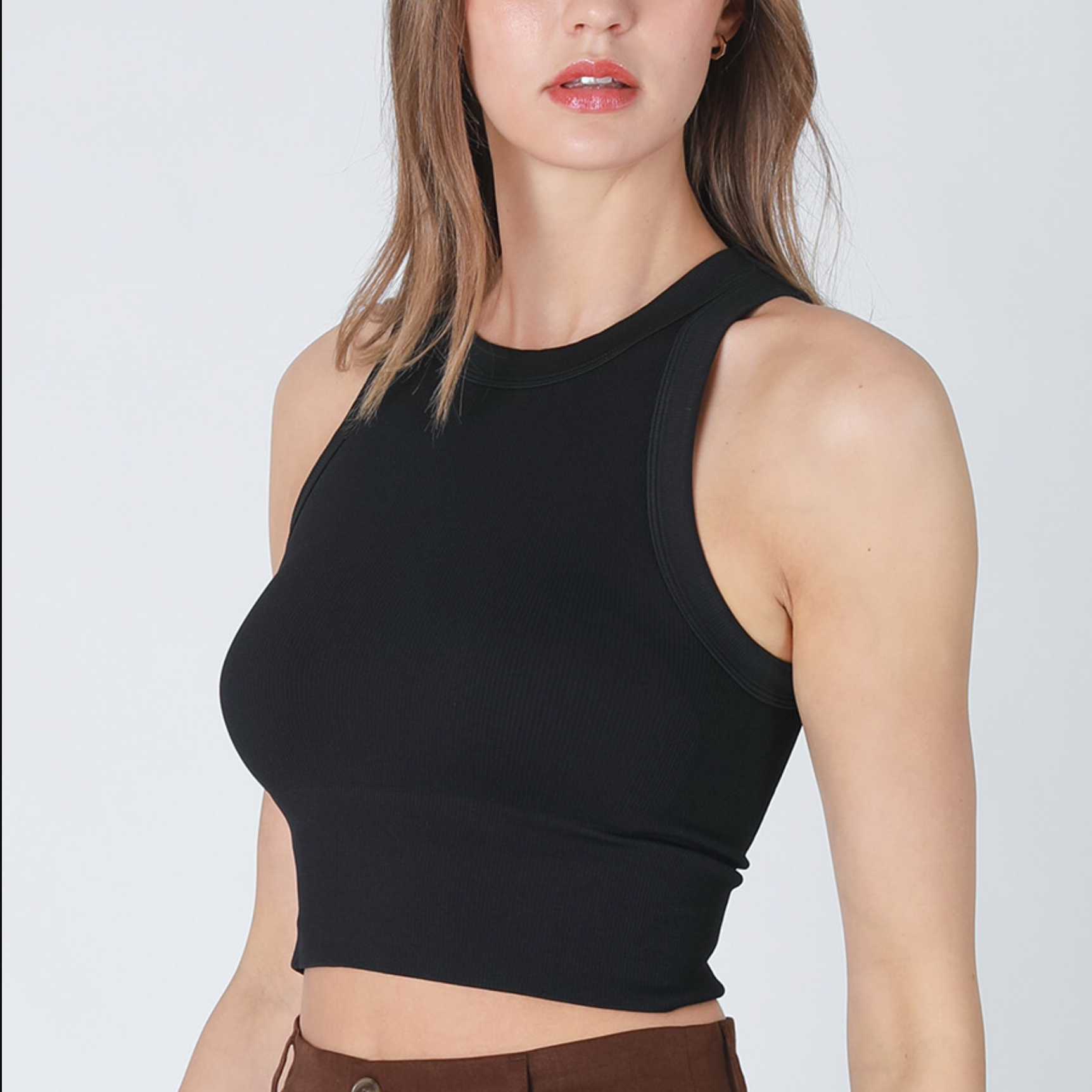 Niki Biki Ribbed High Neck Crop Top-Tanks-Krush Kandy, Women's Online Fashion Boutique Located in Phoenix, Arizona (Scottsdale Area)