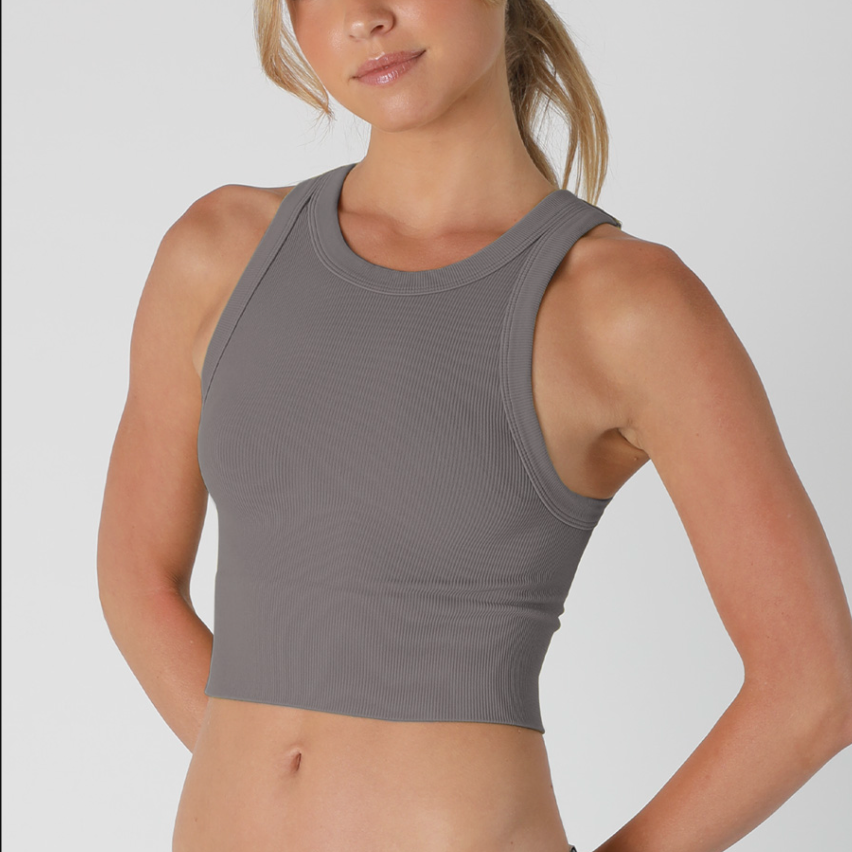 Niki Biki Ribbed High Neck Crop Top-Tanks-Krush Kandy, Women's Online Fashion Boutique Located in Phoenix, Arizona (Scottsdale Area)