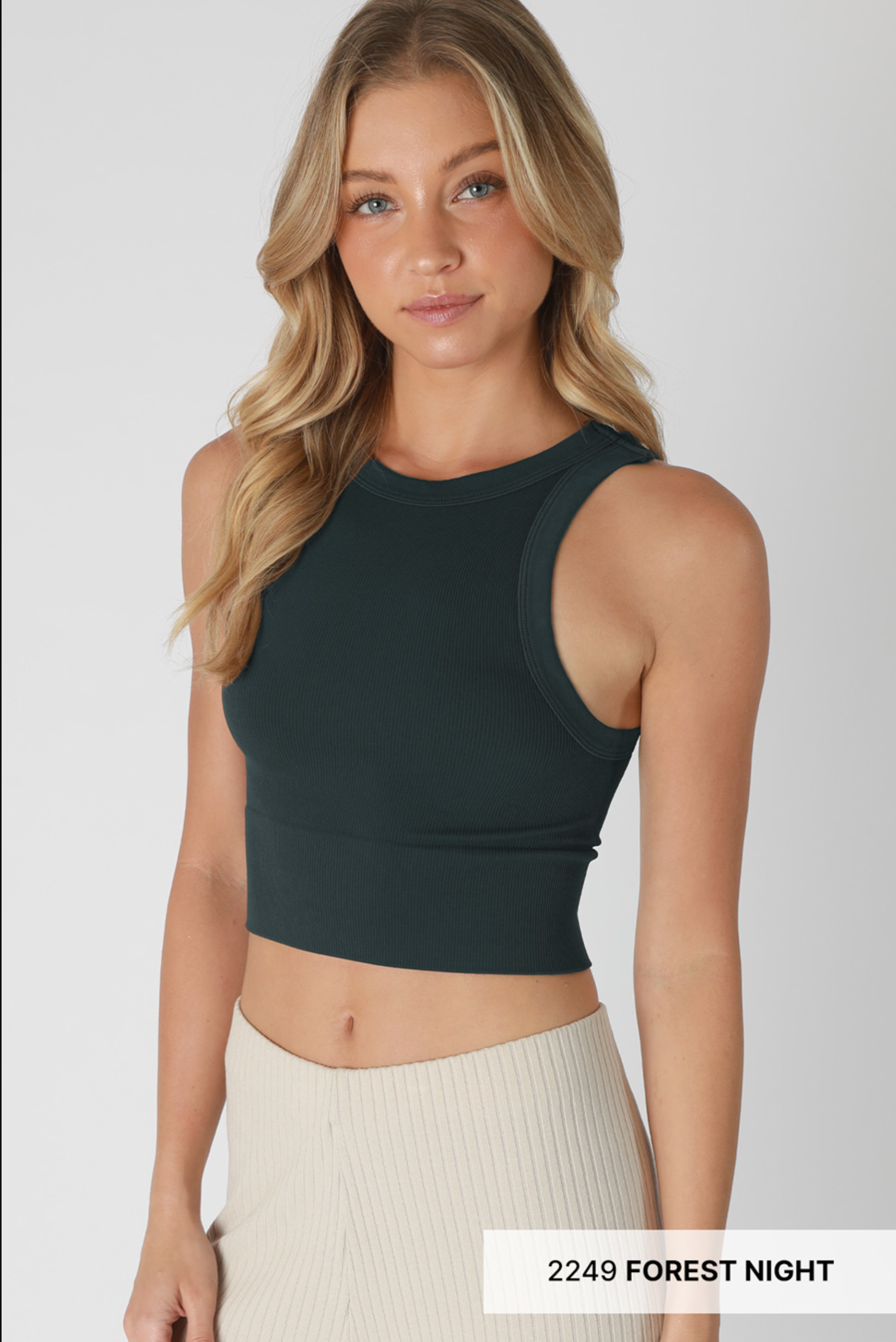 Niki Biki Ribbed High Neck Crop Top-Tanks-Krush Kandy, Women's Online Fashion Boutique Located in Phoenix, Arizona (Scottsdale Area)