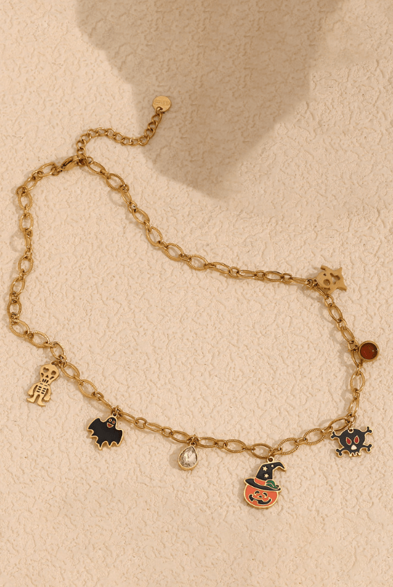 Stainless Steel Skull Cute Ghost Pumpkin Halloween Necklace-Necklaces-Krush Kandy, Women's Online Fashion Boutique Located in Phoenix, Arizona (Scottsdale Area)