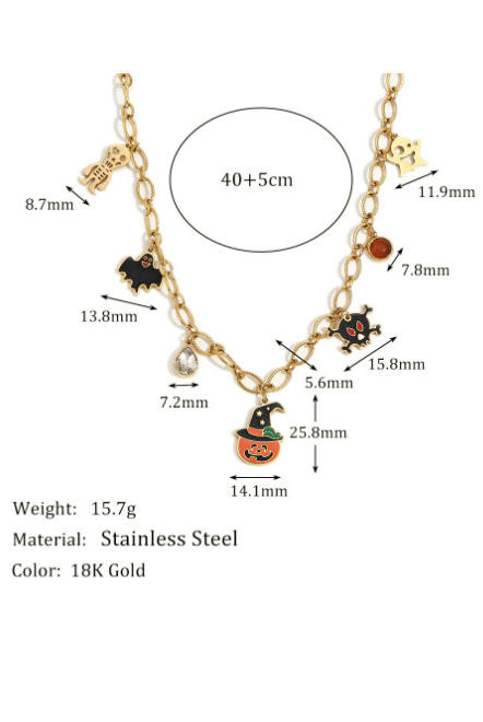 Stainless Steel Skull Cute Ghost Pumpkin Halloween Necklace-Necklaces-Krush Kandy, Women's Online Fashion Boutique Located in Phoenix, Arizona (Scottsdale Area)