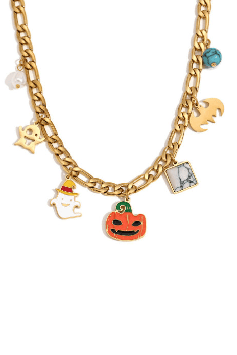 Stainless Steel Cute Cartoon Ghost Pumpkin Halloween Pendant Necklace-Necklaces-Krush Kandy, Women's Online Fashion Boutique Located in Phoenix, Arizona (Scottsdale Area)
