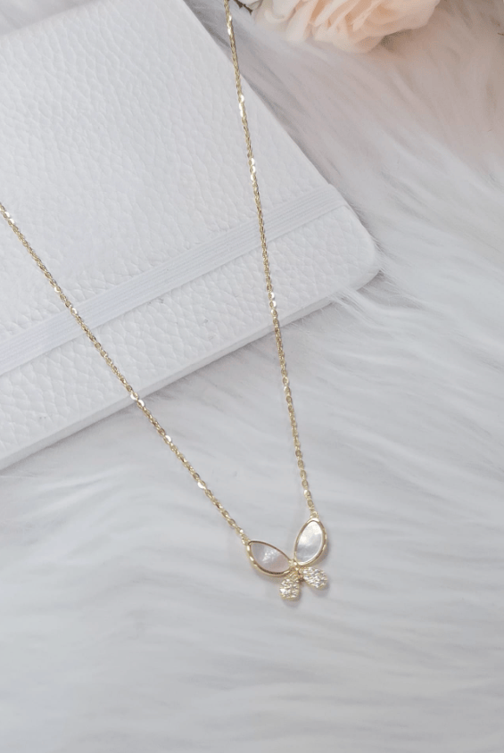 Sterling Silver Shell Butterfly Necklace-Necklaces-Krush Kandy, Women's Online Fashion Boutique Located in Phoenix, Arizona (Scottsdale Area)