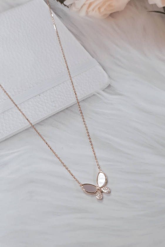 Sterling Silver Shell Butterfly Necklace-Necklaces-Krush Kandy, Women's Online Fashion Boutique Located in Phoenix, Arizona (Scottsdale Area)