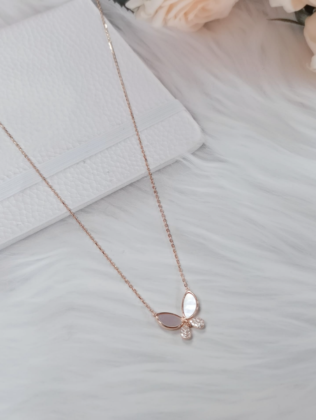 Sterling Silver Shell Butterfly Necklace-Necklaces-Krush Kandy, Women's Online Fashion Boutique Located in Phoenix, Arizona (Scottsdale Area)