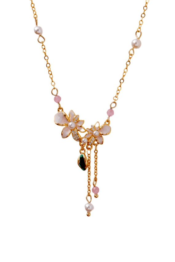 Brass Imitation Pearl Enamel Tassel Trend Necklace-Necklaces-Krush Kandy, Women's Online Fashion Boutique Located in Phoenix, Arizona (Scottsdale Area)