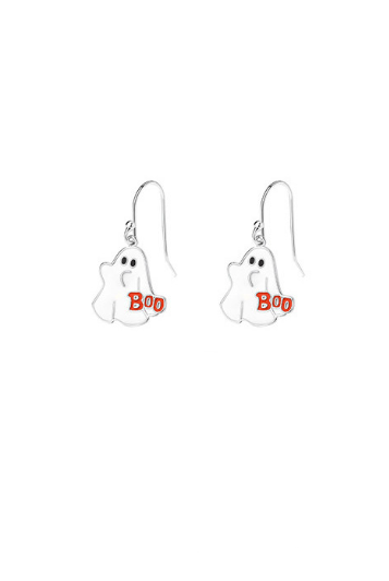 Serling Silver Enamel Halloween Ghost Earrings-Earrings-Krush Kandy, Women's Online Fashion Boutique Located in Phoenix, Arizona (Scottsdale Area)