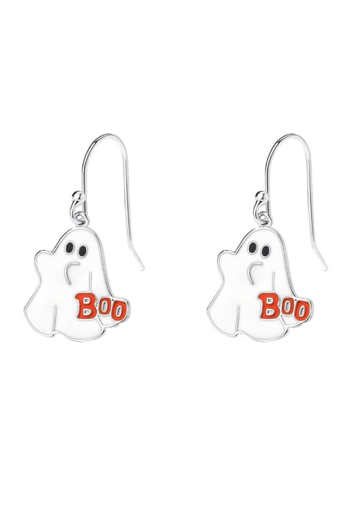 Serling Silver Enamel Halloween Ghost Earrings-Earrings-Krush Kandy, Women's Online Fashion Boutique Located in Phoenix, Arizona (Scottsdale Area)