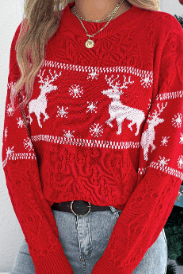 Christmas Magic Reindeer Sweater-Sweaters-Krush Kandy, Women's Online Fashion Boutique Located in Phoenix, Arizona (Scottsdale Area)