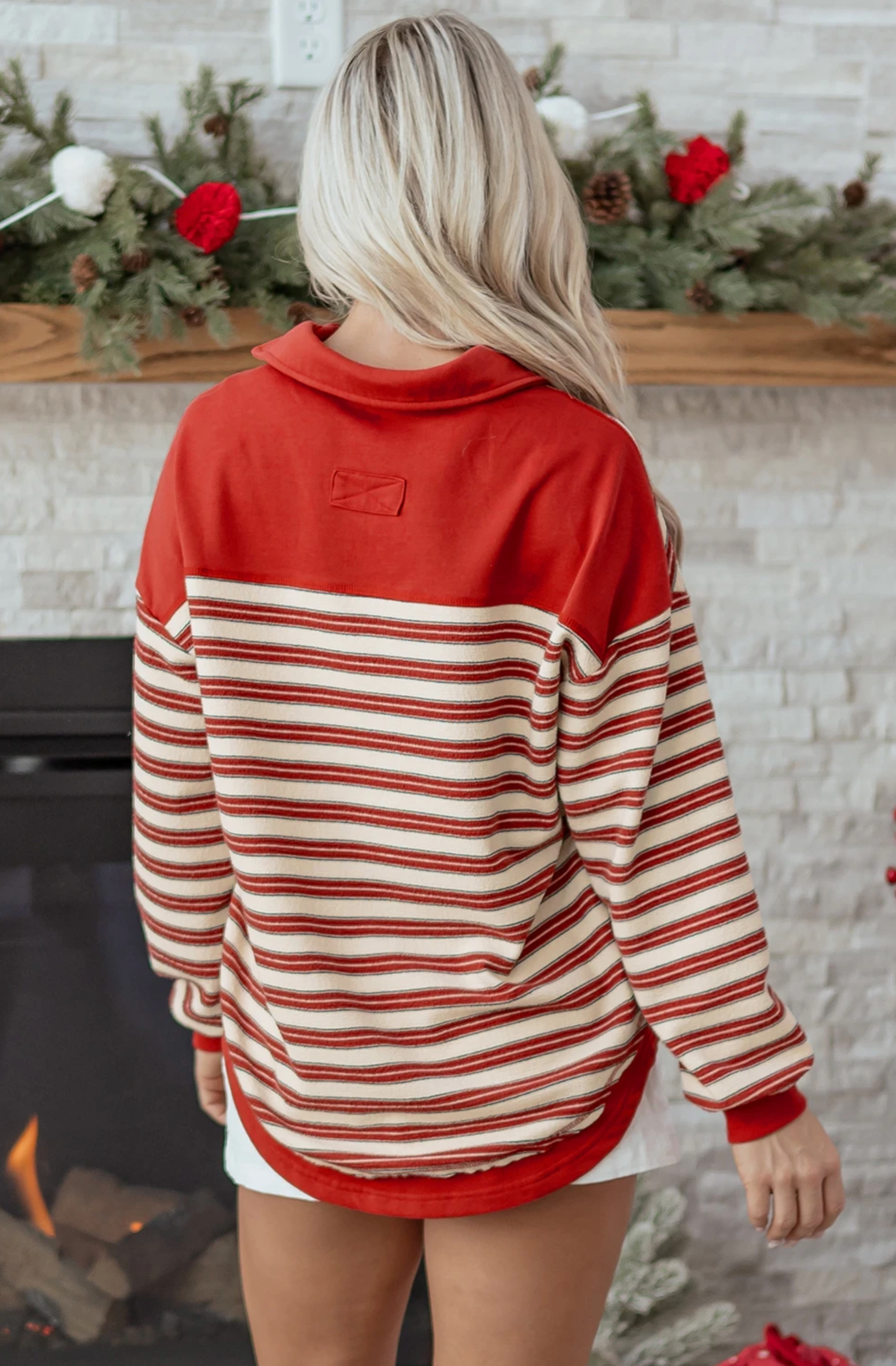 Quarter Button-Up Striped Long Sleeve-Long Sleeve Tops-Krush Kandy, Women's Online Fashion Boutique Located in Phoenix, Arizona (Scottsdale Area)