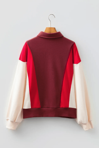 Color Block Patchwork Snap Button Oversize Hoodie-Hoodies-Krush Kandy, Women's Online Fashion Boutique Located in Phoenix, Arizona (Scottsdale Area)