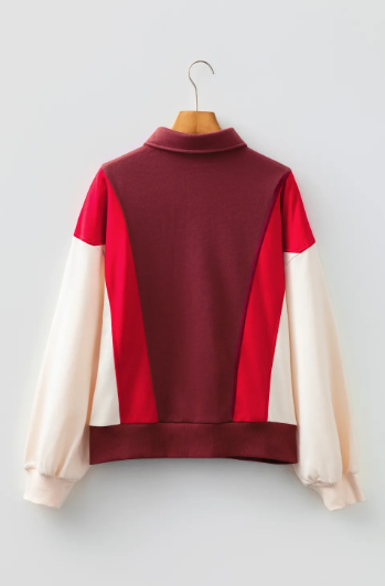 Color Block Patchwork Snap Button Oversize Hoodie-Hoodies-Krush Kandy, Women's Online Fashion Boutique Located in Phoenix, Arizona (Scottsdale Area)