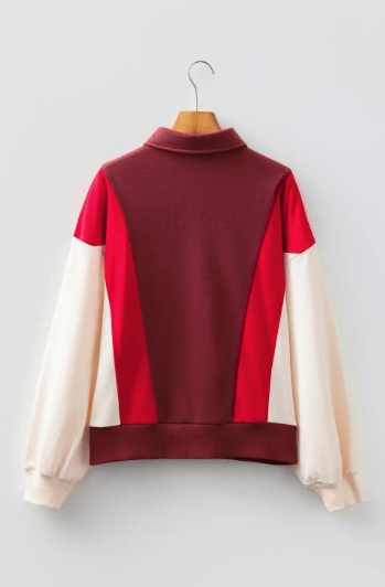 Color Block Patchwork Snap Button Oversize Hoodie-Hoodies-Krush Kandy, Women's Online Fashion Boutique Located in Phoenix, Arizona (Scottsdale Area)