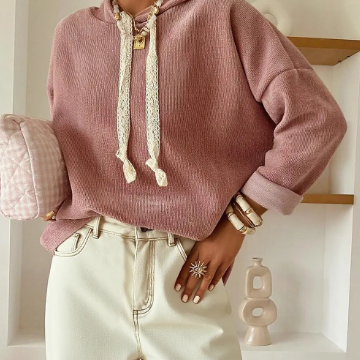 Thermal Textured Drawstring Baggy Hoodie-Hoodies-Krush Kandy, Women's Online Fashion Boutique Located in Phoenix, Arizona (Scottsdale Area)