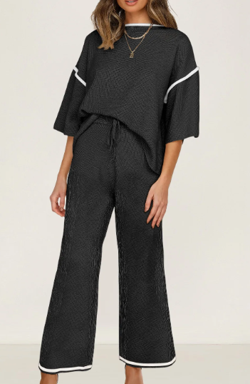 LUXE Contrast Trim 2pc Set-2 Piece Outfit Sets-Krush Kandy, Women's Online Fashion Boutique Located in Phoenix, Arizona (Scottsdale Area)