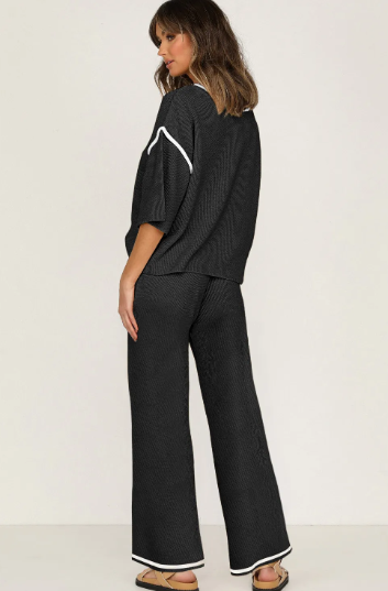 LUXE Contrast Trim 2pc Set-2 Piece Outfit Sets-Krush Kandy, Women's Online Fashion Boutique Located in Phoenix, Arizona (Scottsdale Area)