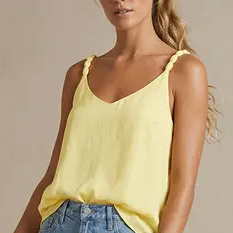 Classic V-neck Tank Top With Strap Accent