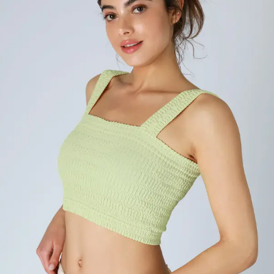 Shirred Square Neck Crop Top
