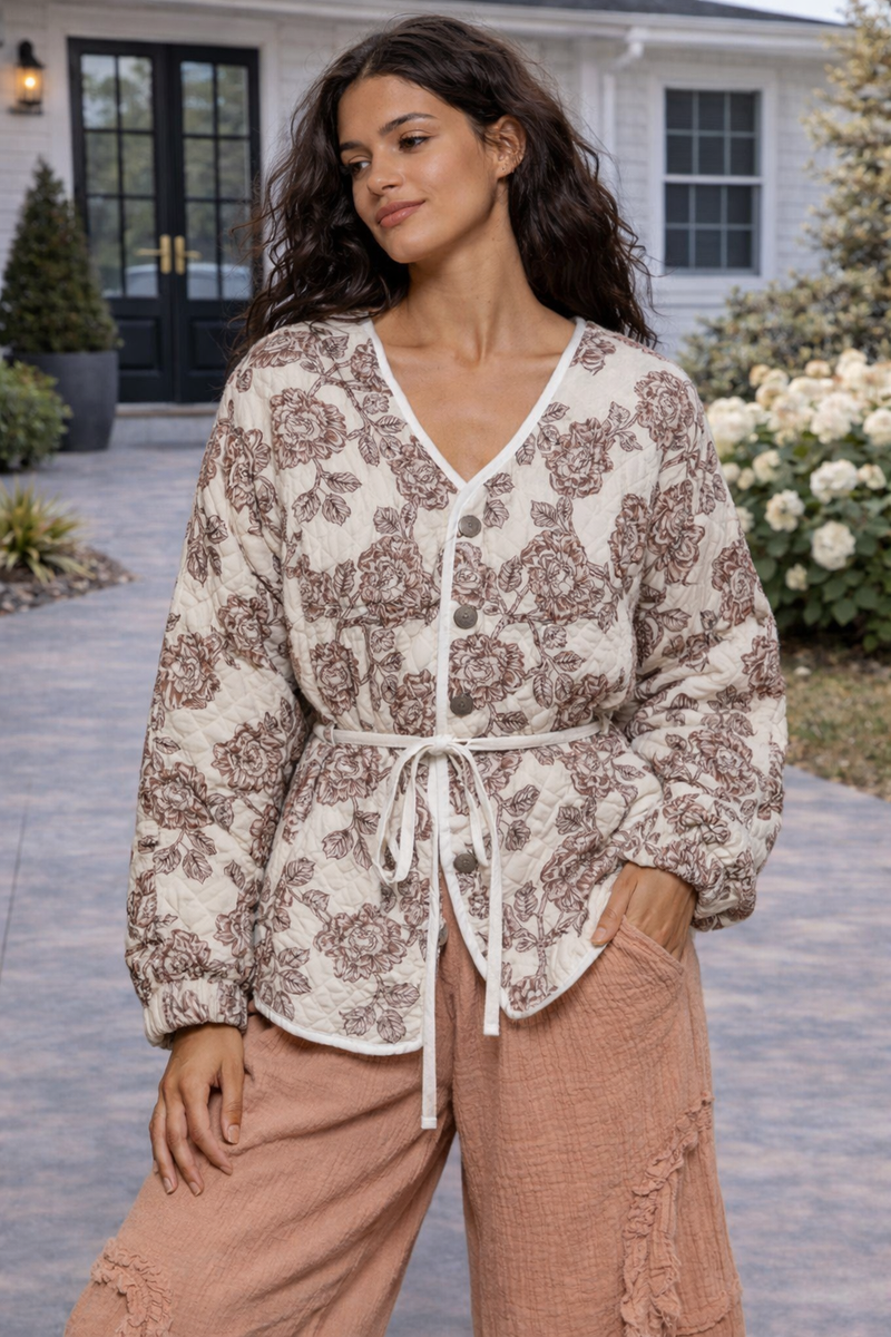 Floral Quilted Cotton Jacket – Oversized Boho POL Jacket – Krush Kandy
