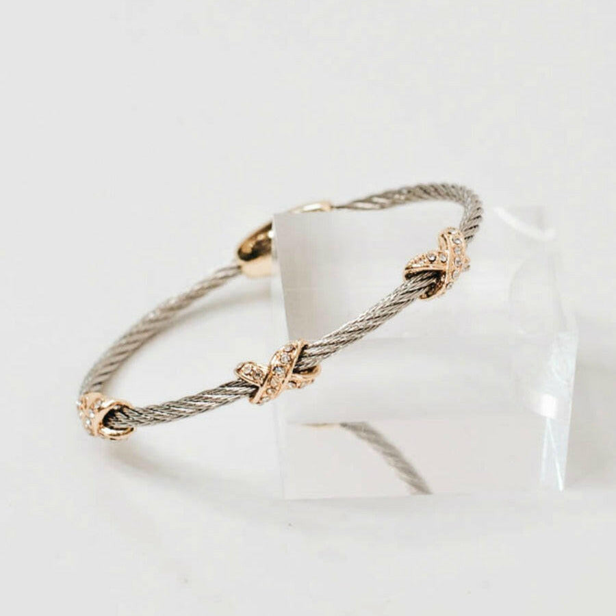 Two Tone X Bracelet-Twisted Bracelets-Krush Kandy, Women's Online Fashion Boutique Located in Phoenix, Arizona (Scottsdale Area)