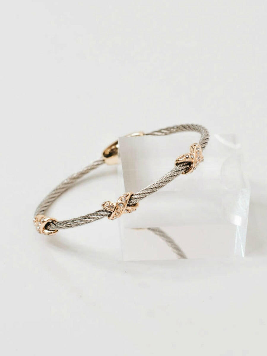 Two Tone X Bracelet-Twisted Bracelets-Krush Kandy, Women's Online Fashion Boutique Located in Phoenix, Arizona (Scottsdale Area)