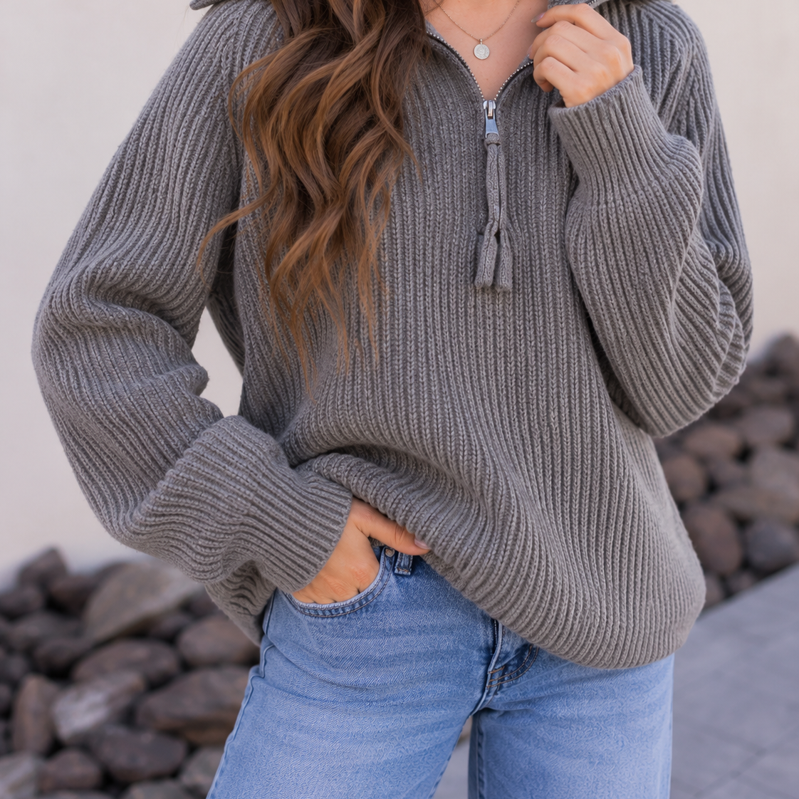 Sloane Haven Zip Neck Pullover Sweater